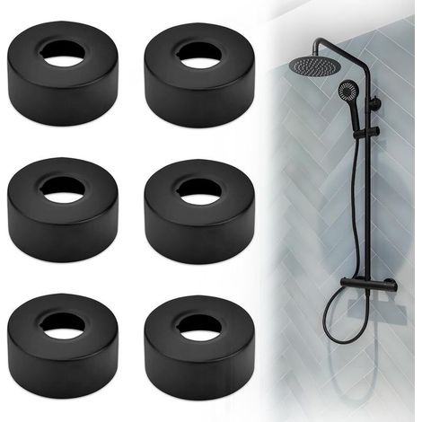 6 Pièces 25 MM (Noir) Rosace Mitigeur Douche, Cache Tuyau Plomberie Rosace Robinet en Acier Inoxydable rosace radiateur pour Robinets Tuyau de Douche Radiateur (1/5)