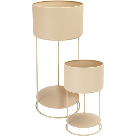 Set di 2 vasi da fiori beige con piedistallo (1/3)