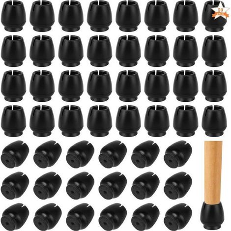 50pcs Bouchon pied de chaise,12-16 mm,Capuchon PVC avec feutre,Antidérapant,Noir,Intérieur et extérieur (1/5)