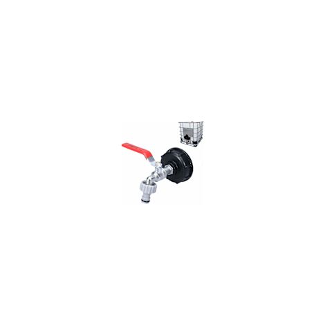 Robinet pour réservoir de 1 000 litres, adaptateur S60x6 pour conteneurs IBC, robinet de jardin pour la récupération des eaux de pluie. Matériau plastique, raccord de 1/2 pouce (1/3)