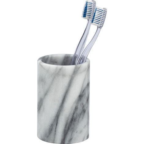 Wenko – Gobelet à dents en marbre Onyx Ø 7x12,5 cm – Design élégant pour salle de bain – Compatible avec distributeur de savon Onyx (1/4)