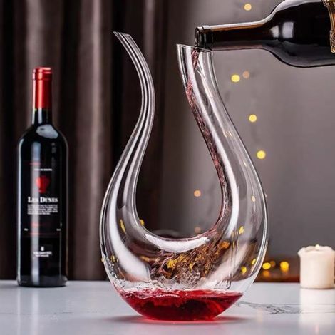 KLVGTIFS PU - Coffret cadeau carafe à vin en cristal en forme de U, carafe cygne (1/5)