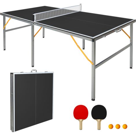 Mesa de ping-pong plegable portátil profesional de tamaño mediano (182 x 91 cm / 6 x 3 pies), juego de tenis de mesa con red, 2 paletas y 4 pelotas para adultos y adolescentes - Montaje rápido para us (1/5)