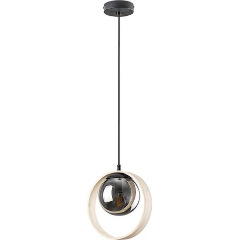 Lampe suspendue peyton métal / hêtre en bois teinté E14 1 x max.15W H: 120 cm Ø21,5 cm (1/5)