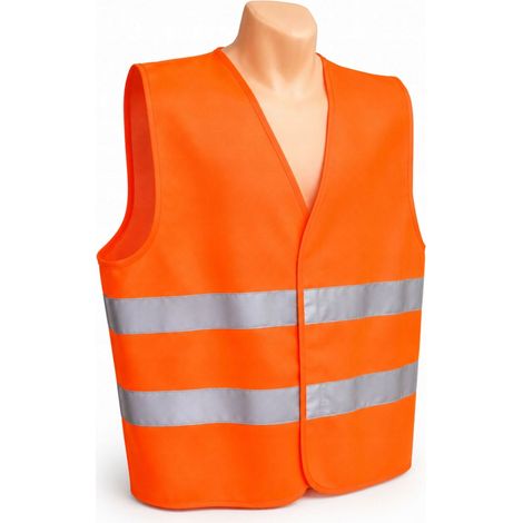 Gilet de sécurité réfléchissant orange, taille M, avec certificat (1/5)
