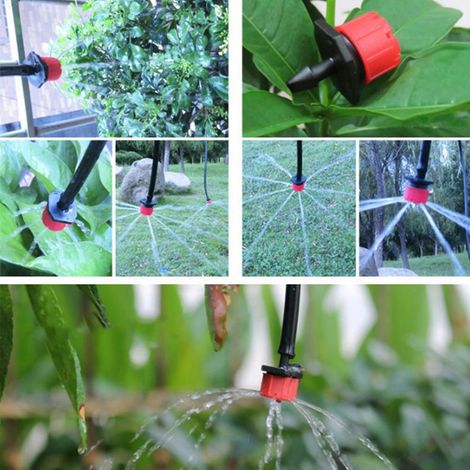 Kit de riego por goteo para jardín, kit de microirrigación por nebulización, sistema de riego automático, riego por nebulización, 20 m PVC PP POM (1/5)