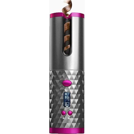 Fer à friser professionnel sans fil en céramique avec chargement USB, écran LCD anti-brûlure et 6 réglages de température. (1/5)