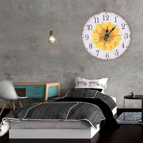 Horloge murale de style champêtre rétro européen de 30 cm avec tournesol, idéale pour la décoration du salon (bz11764) (1/5)