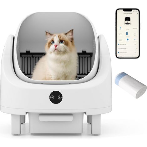 COSTWAY Lettiera Gatto Autopulente con Apertura Superiore,con Controllo Tramite APP,Sacchetti