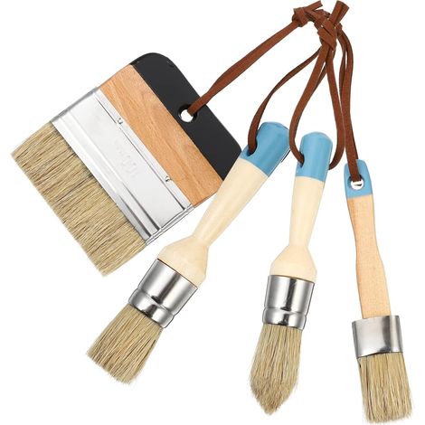 Lot de 4 Set de Set de Pinceaux Peinture en Bois 1 Pouce Poils de Sanglier, Manche en Bois, Alliage D'aluminium, Facile à Tenir pour Décoration Intérieure et Peinture la Colle (1/5)