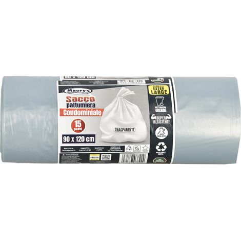 MAURY'S SACCHI PER PATTUMIERA 90X120CM IN ROTOLO DA 15 PEZZI TRASPARENTI