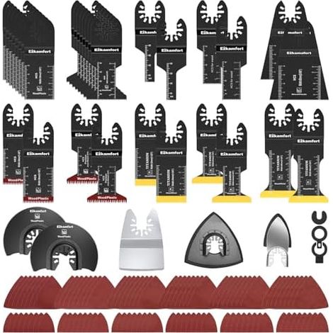 136 pièces Kit D'accessoires Oscillant Multitool, Lames De Scie Oscillantes Universelles avec Sac Rangement Compatible DeWalt Dremel et plus, pour Couper Poncer Jointoyer - PCS (1/5)