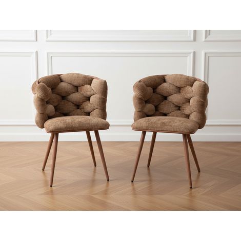 BOBOCHIC - Lot de 2 chaises CHLOE Tissu texturé   Marron clair