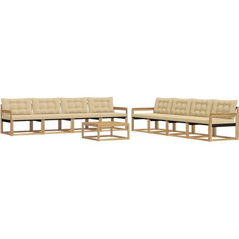 Outdoor-Sofagarnitur 9 pcs Weiß und Beige 79 x 79 x 37 cm vidaXL (1/5)