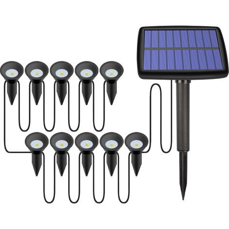 Juego de 10 luces solares impermeables para plantar en el suelo, con cable de cobre, para decorar un jardín, entrada de vehículos o terraza en una boda o fiesta. (1/5)