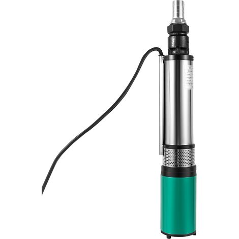 Pompe à puits profond, Pompe à eau en acier inoxydable, Pompe à puits submersible, Ascenseur de 25m, débit de 5m³ / h, 24V 320W