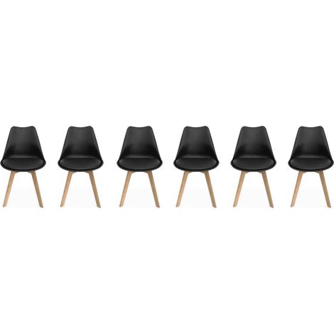Lot de 6 chaises scandinaves. pieds bois de hêtre. chaises 1 place. noirs (1/5)