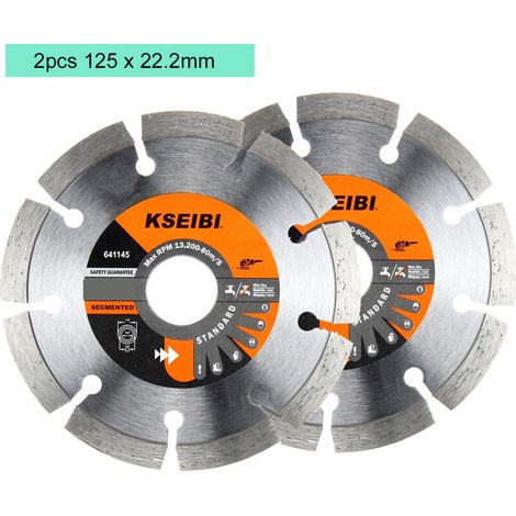 2pcs Disque Diamant 125 mm Disque pour le Tronçonnage de Céramique Pierre Béton Armé Pavés Clinker Granit Asphalte Basalte - 125mm x 22.2mm