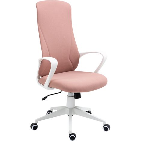 Chaise de bureau ergonomique et rembourrée, avec hauteur réglable et bascule, 62x56x110-119,5 cm, rose (1/5)