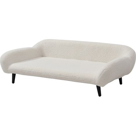 Divanetto per animali in tessuto bouclette e gambe metallo L.99 x P. 61 cm Bianco crema  - ZOLIA