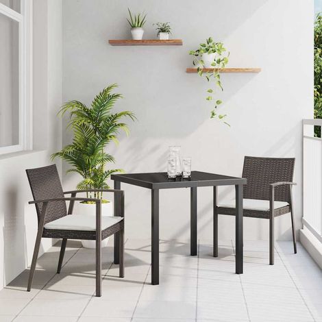 Garten Essgruppe 3 pcs Braun und Schwarz PE-Rattan (1/5)