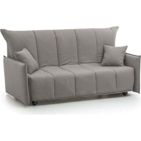 Talamo Italia Divano Letto Alissa, Divano a 2 posti, 100% Made in Italy, Sofà Soggiorno con apertura a carrello con apertura a carrello, in tessuto imbottito, con Braccioli standard, Cm 150x90h85, Gri