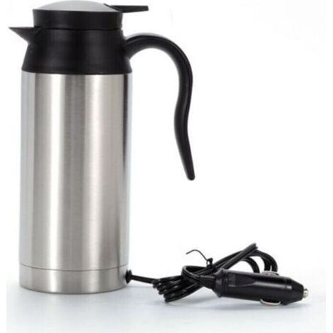 Bouilloire électrique de voyage, bouilloire électrique pour voiture en acier inoxydable portatif de 750 ml 12V avec une tasse de chauffage pour voiture en caoutchouc scellée pour eau chaude (1/5)