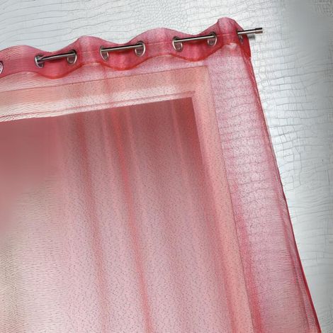Voilage organza à fines rayures horizontales Rouge Orangé 140x240 cm