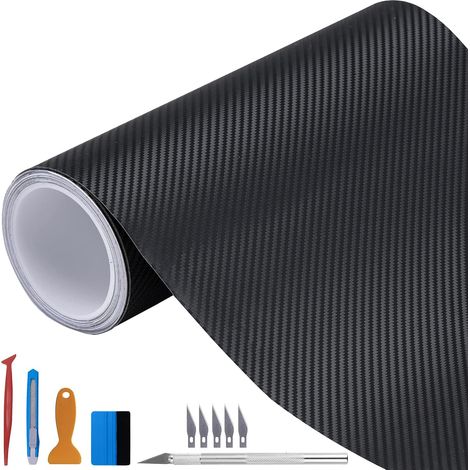 Rouleau de Film Vinyle en Fibre de Carbone 3D pour Automobile avec Accessoires d’Installation 30cm x 300cm (1/5)