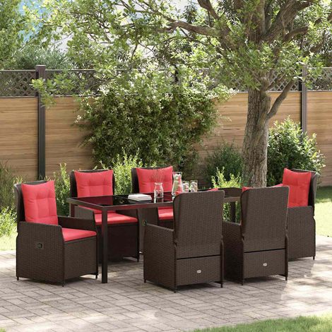 Garten Essgruppe 7 pcs Braun Poly Rattan (1/5)