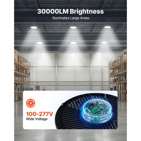 Luminaire Haute Baie Lot de 10 Éclairage Industriel LED 5000 K 200 W 30000 lm Étanchéité IP65 Tension 100-277 V Lampe Industrielle… (1/5)