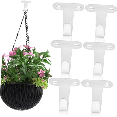 6 crochets plafond, fer, blanc, pour rangement et décoration (1/5)