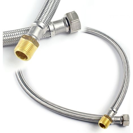 XPOtool Tubo flessibile corazzato 800mm DN8 Dado 1/2″ (18,64mm) e filetto esterno 3/8″ (16,66mm)