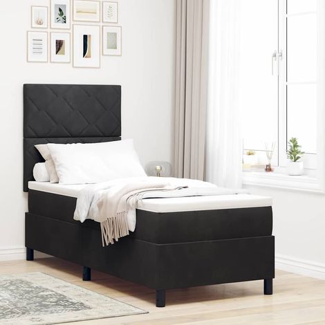 Cama tipo Box Spring con cabecera Negro 80 x 200 cm Terciopelo (1/5)