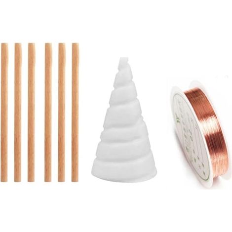 Elektrisches Anzuchtset mit Kupferdraht für den Garten, inklusive Kupferdraht, 2 Fibonacci-Spulenwickelklemmen, 6 Holzantennenstangen von 20 cm Länge, Kupferdraht für den Garten und Gartengeräte (2,5 