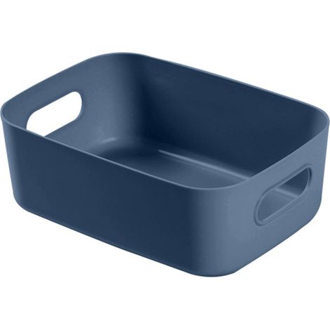 Panier de Rangement de Bureau en PP, Boîte de Stockage Cosmétique avec Poignée pour Organiser les Petits Objets Ménagers - Bleu (1/2)