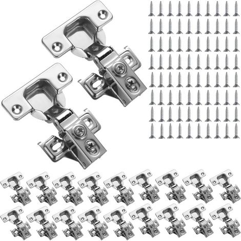 Cabinet Hinges, 20 Pack Stainless Steel Overlay Soft Close Hinges for Kitchen Cabinet Door Hinge with Fixing Screws