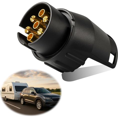 Adaptateur de remorque de 7 Broches vers 13 Broches, Broches Adaptateur de Remorque de Prise, 12V Prise Remorque Connecteur Standard Européenne, pour Voiture, remorque, Camion, Caravane, attelage (1/5)