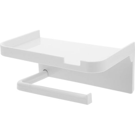 Dérouleur papier toilette, ABS, sans perçage, avec étagère (1/5)