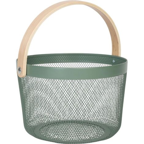 Panier de rangement rond en fil metallique avec poignee (1/5)