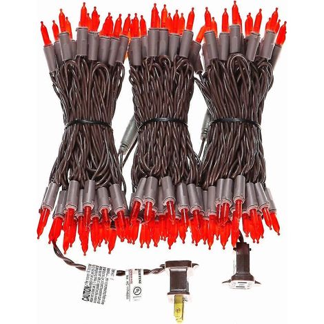 Guirlande lumineuse de Noël à 150 LED rouges, 15 m de mini-guirlandes lumineuses avec fil marron, qualité commerciale et saisonnière. (1/4)