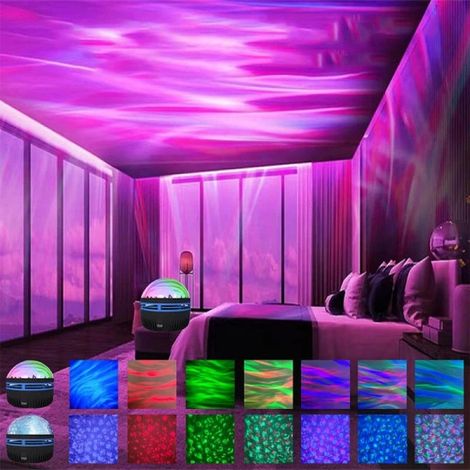 Projecteur 2 en 1 Aurores boréales et vagues océaniques, lampe de projection LED avec télécommande, projecteur idéal pour la chambre d'enfant, modèle rechargeable (1/5)