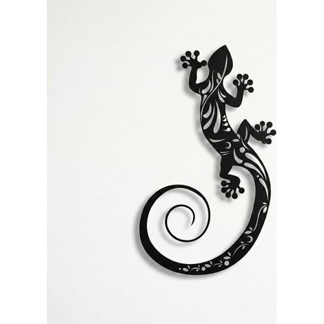 Décoration murale en métal - Silhouette murale de lézard en métal pour décoration de maison, bureau, chambre à coucher, salon (28x46 (1/5)