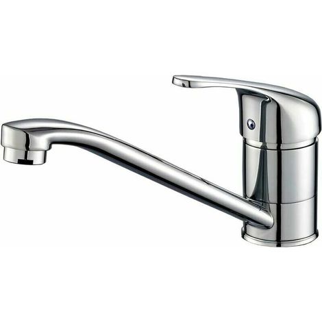Robinet Cuisine Poignée Unique - Mitigeur Monotrou Laiton - Rotation 360 Degrés - Compatible Éviers Simple Double - 1 Pièce (1/5)