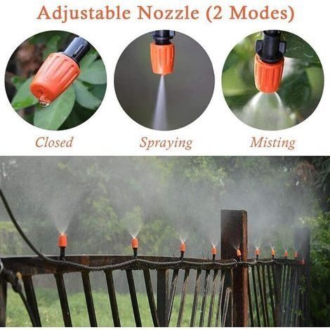 50er-Packung Micro Spray-Tropfer mit einstellbarem Durchfluss, verstellbare Tropfbewässerungssprinkler für Gärten. Geeignet für Veranden und Terrassen. (1/4)
