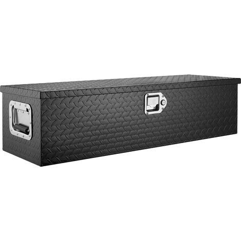 Coffre à outils en aluminium robuste pour camion et remorque, serrure à clé, dimensions 990x330x254 mm, couleur noire. (1/5)