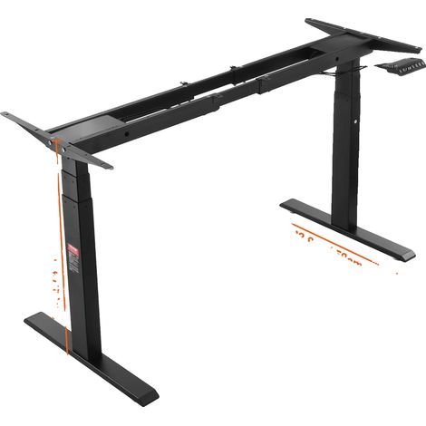 Cadre de Bureau Debout, Hauteur Réglable, Construction Solide, Double 64 à 129 cm noir (1/2)