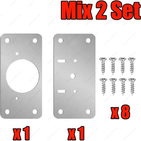 (Mix-2Sets) Kits de réparation de charnières pour meubles de cuisine : plaque de montage en acier inoxydable avec vis de fixation. (1/5)