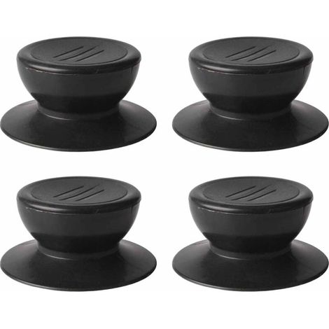 Ensemble de quatre boutons de couvercle de casserole, bouton de remplacement universel pour couvercle de casserole en verre, poignée pour couvercle de casserole en verre - noir