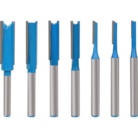 Lot de 7 embouts droits pour toupie à tige 6,35 mm - Diamètre : 3 12
